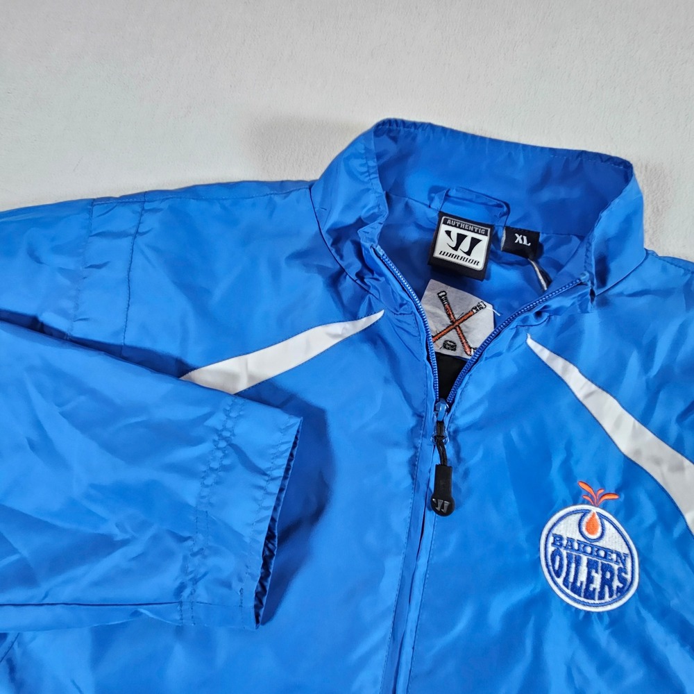 Warrior Bakken Oilers AAA Windbreaker Jacket Mens XL Blue Full Zip Hockey Sport
